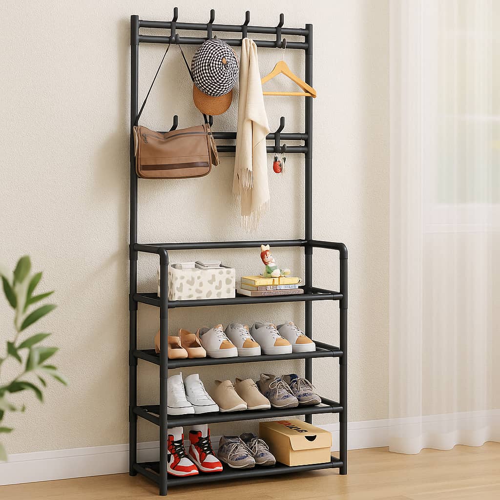 Étagère à Chaussures avec Porte-Manteau