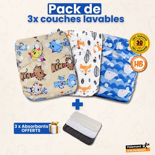Pack de 3 couches lavables